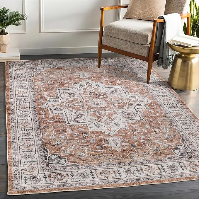 9x12 Area Rugs for Living Room,Ultra-Thin Washable Rug, Non-Slip Lightweight Foldable