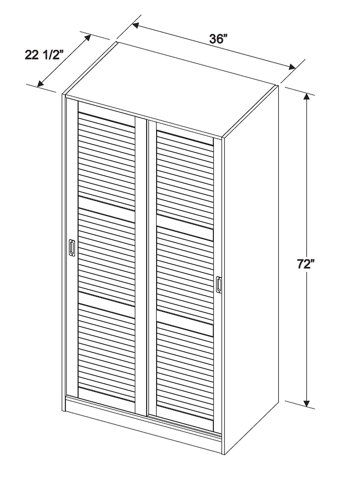 100% Solid Wood 2-Sliding Door Wardrobe Armoire, Java, 35.75" w x 72" h x 22.5" d