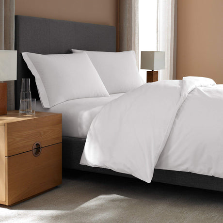 Percale Standard Bed Bundle (Twin) - Luxury All-White Bedding Bundle/Includes