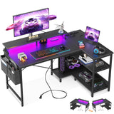 48 Inch Gaming Desk with USB Charging Ports and LED Lights