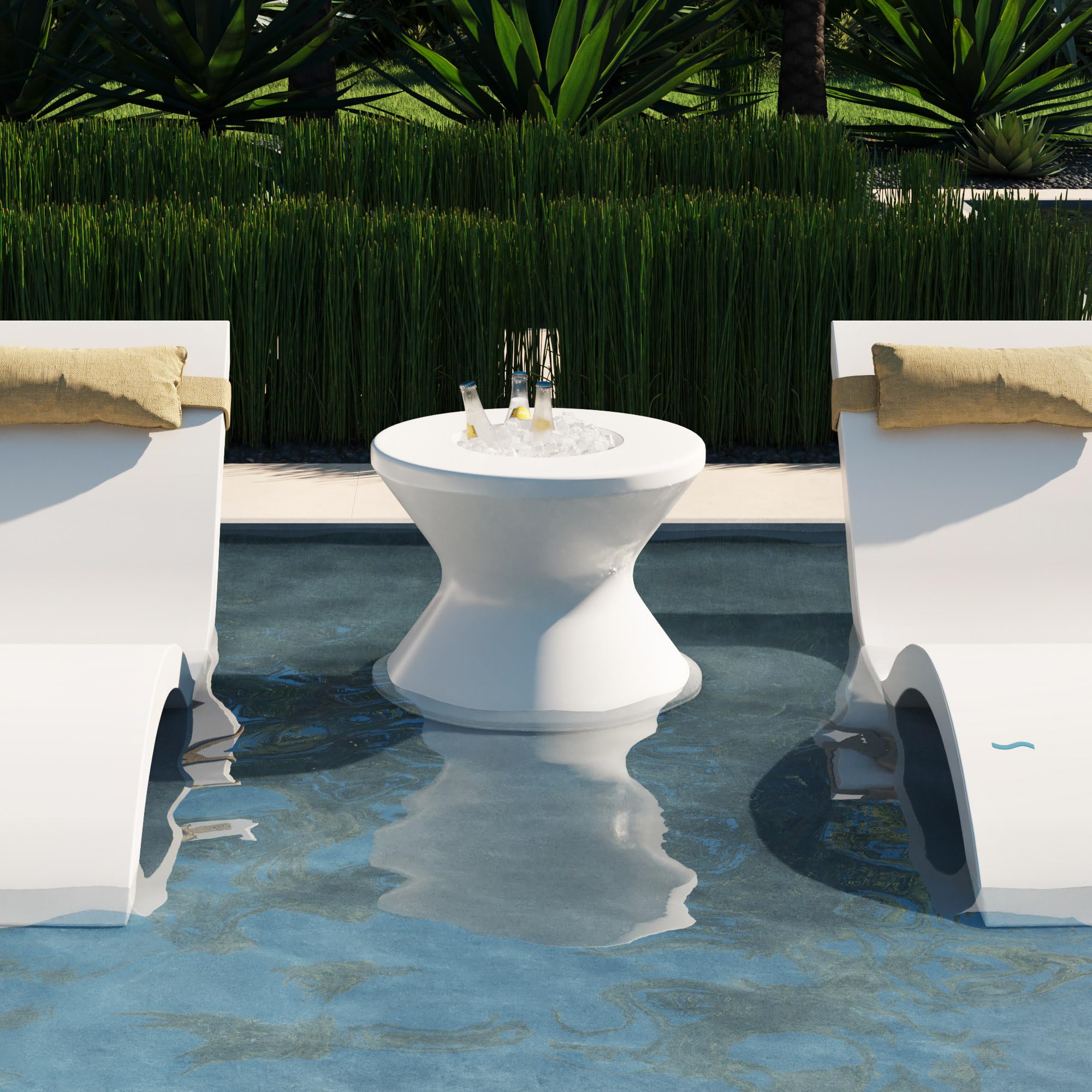 Tall Ice Bin Side Table - with Lid - for in-Pool or On-Deck Use