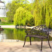 Outdoor Patio Bench, Bronze, Steel, 33"L x 19"W x 31"H, 300 lbs Weight Capacity