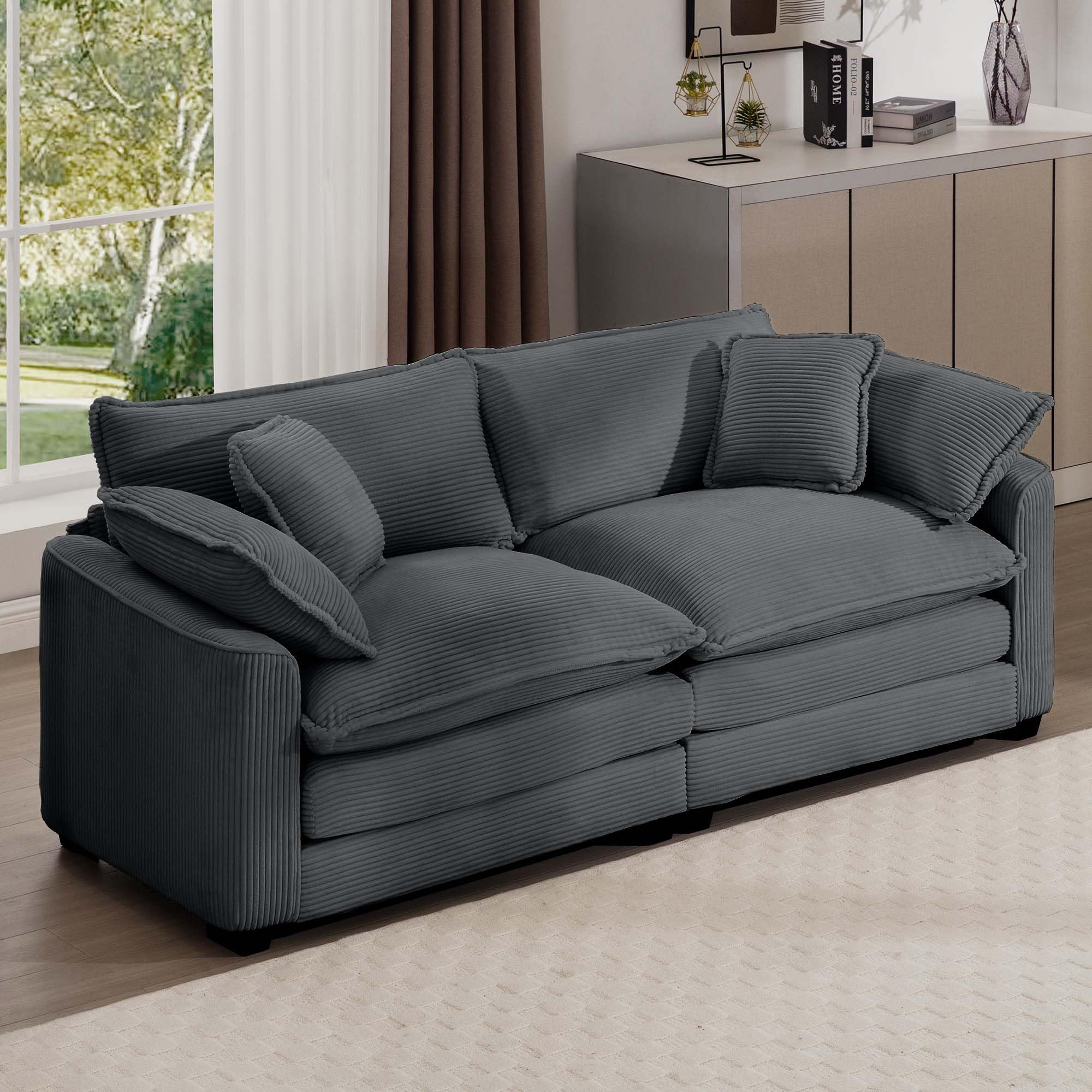 Oversized Modular Sectional Sofa, 80'' Modern Corduroy Comfy Cloud Couches for Living Room Apartment
