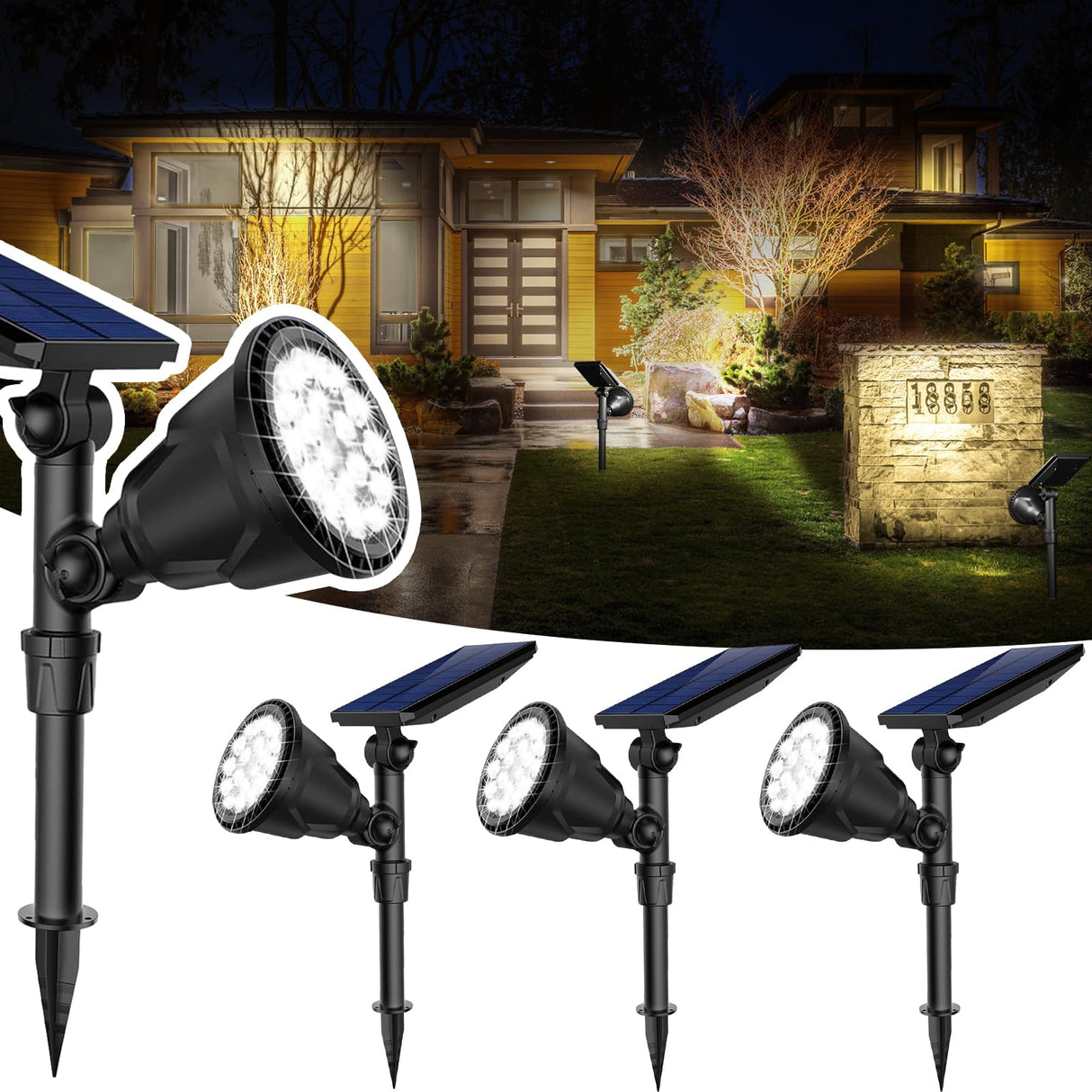 600 LM Solar Spotlights Outdoor for Garden,IP65 Waterproof Solar Spot