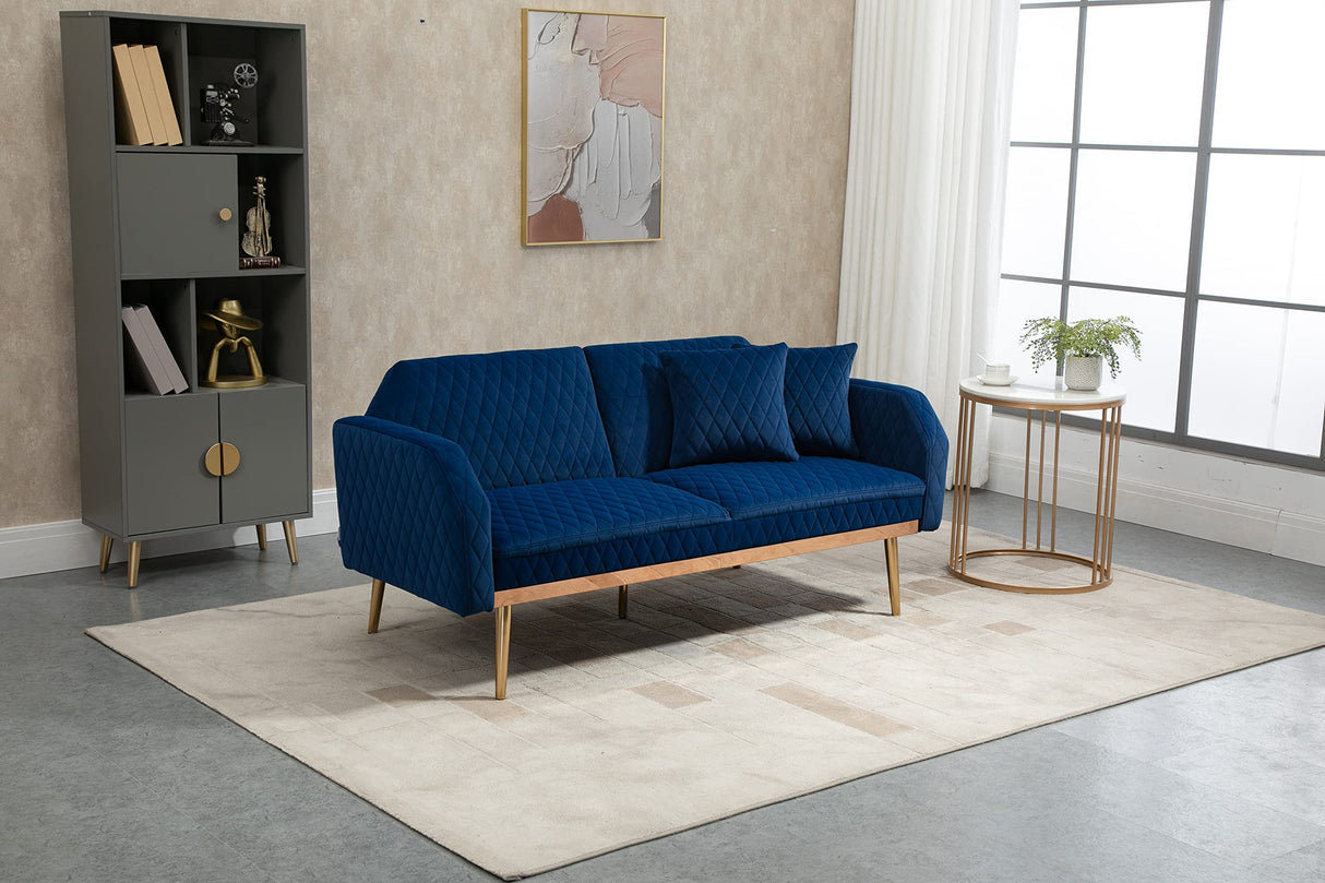 Velvet Loveseat Sofa, Modern Sleeper Sofa Couch with 2 Pillows