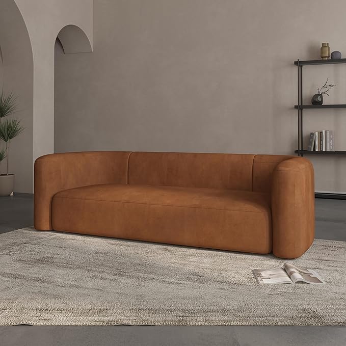 Luxury Modern Tight Curved Back Velvet Sofa, Minimalist Style Comfy Couch for Living