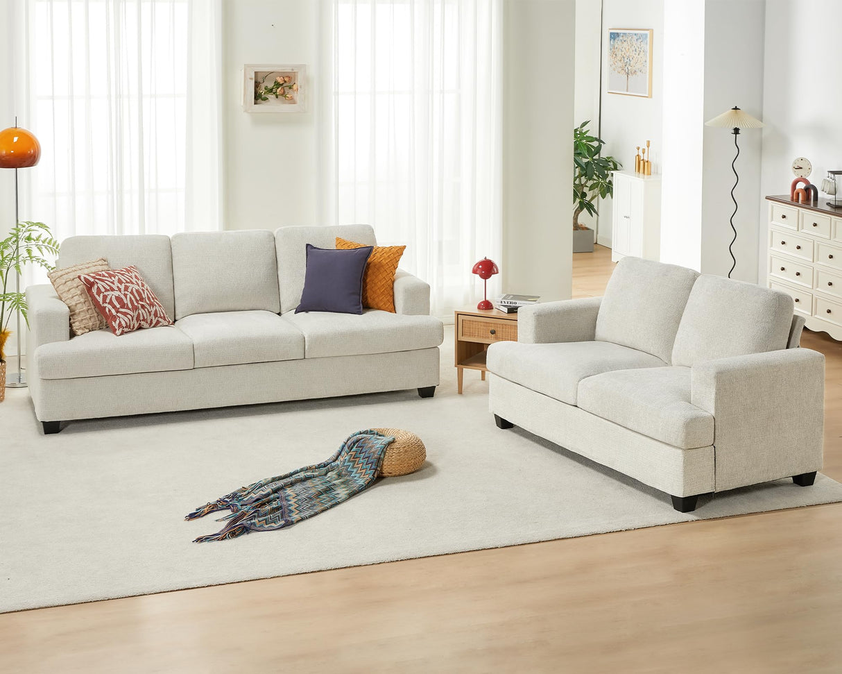 2 Piece Set Comfy Couch with Extra Deep Seats, Modern Sofa- Sofa