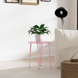 Table, Small Side Table for Small Spaces, Small Metal End Table, Easy Assembly Pink