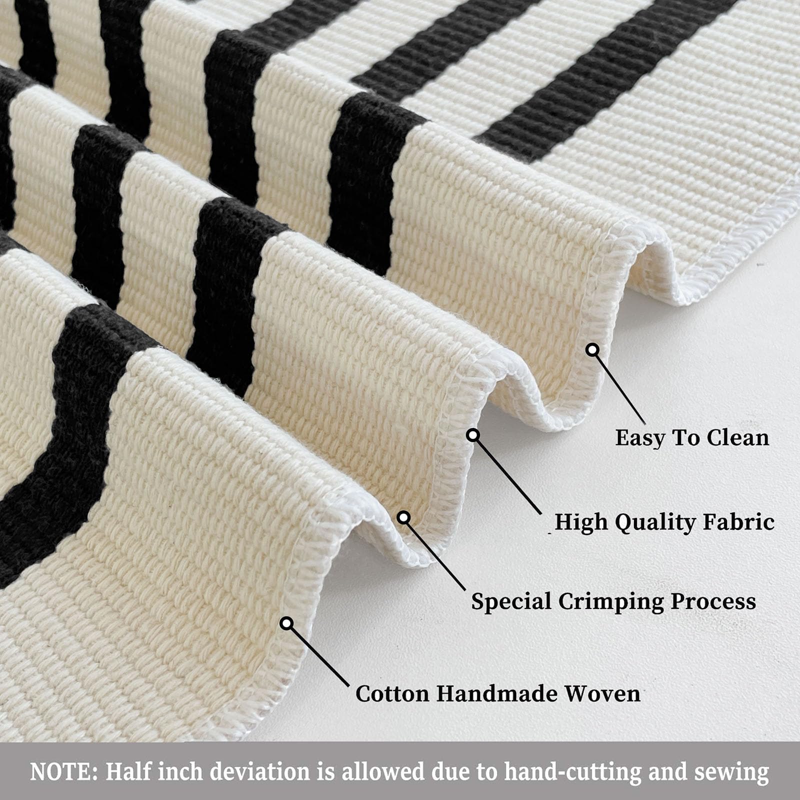 KILOCOCO Beige Striped Rug - 3'X5' Front Door Mat Outdoor, Welcome Mats Rug Outdoor, Cotton Washable Front Porch Rug Layered Doormats for Front Porch/Farmhouse/Entryway