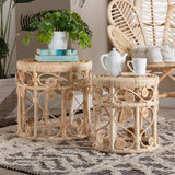 Bowie Natural Rattan Nesting End Table, 2-Piece Set