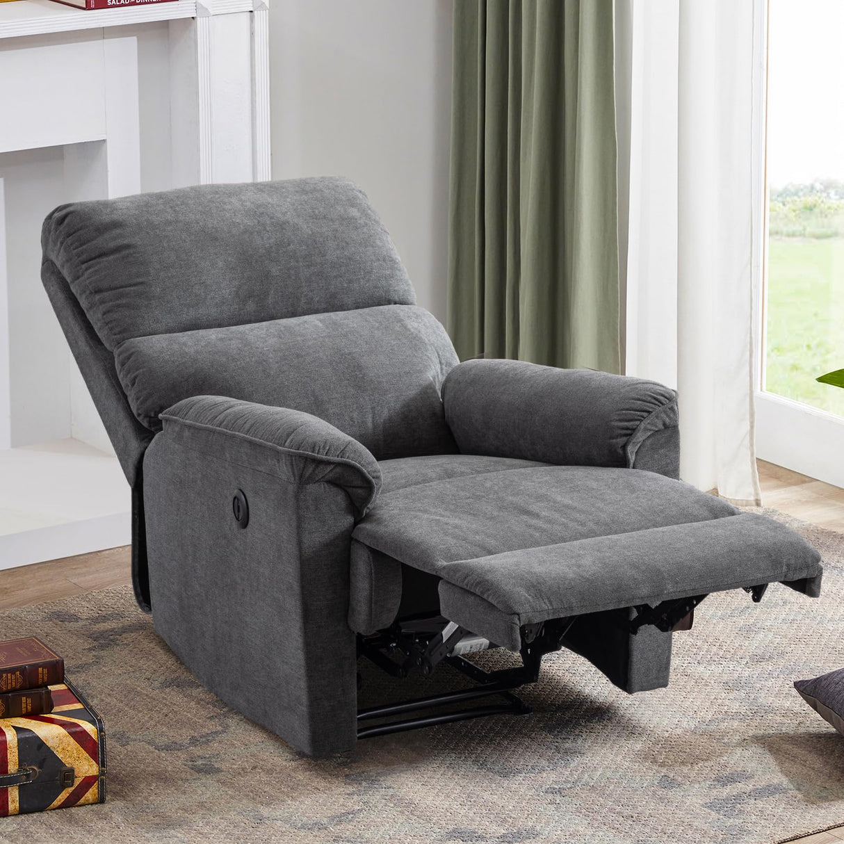 Power Recliner Chair, Electric Recliner, Breathable Fabric Single Overstuffed Recliner Sofa