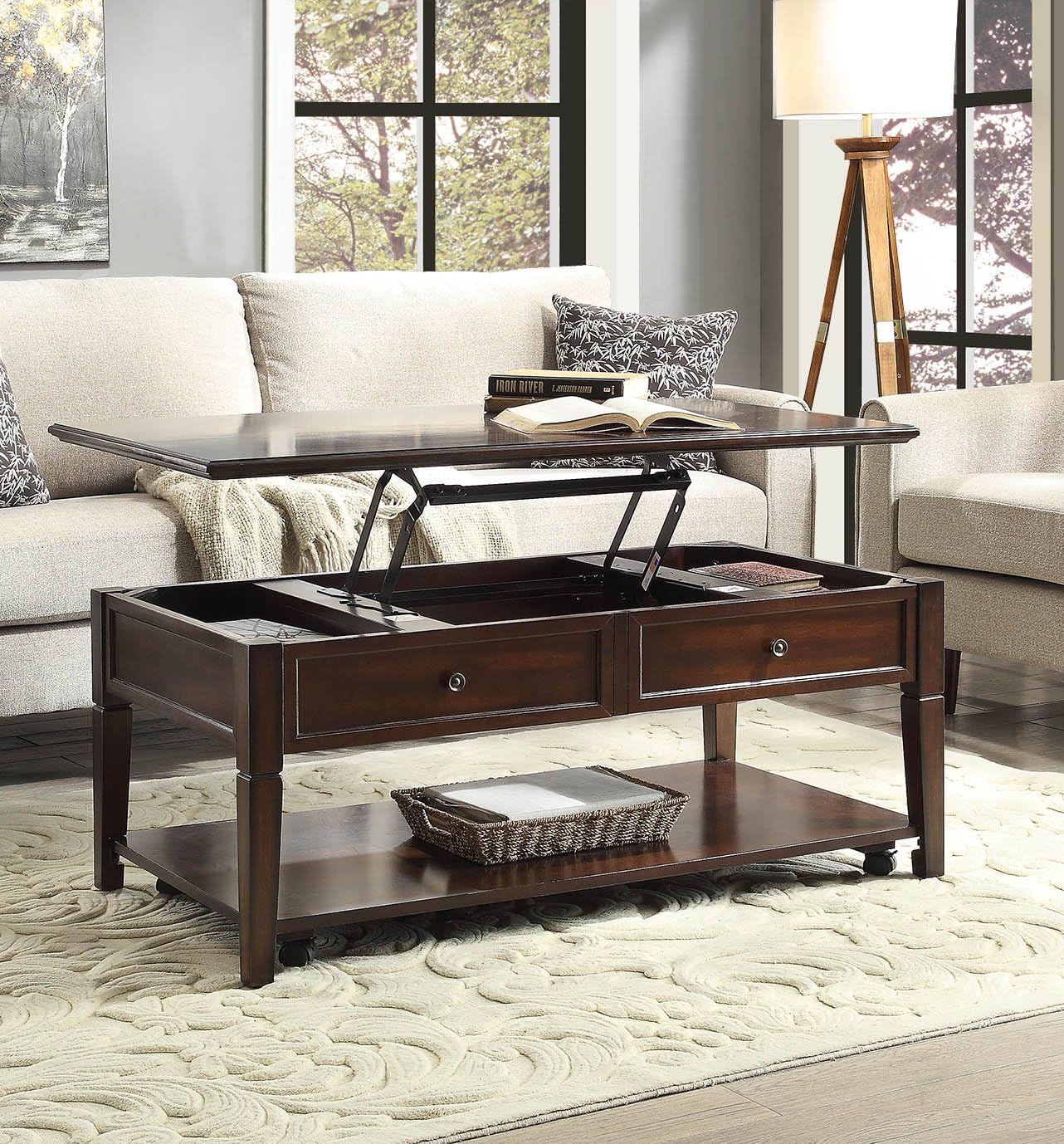 Malachi Coffee Table w/Lift Top - 80254 - Walnut