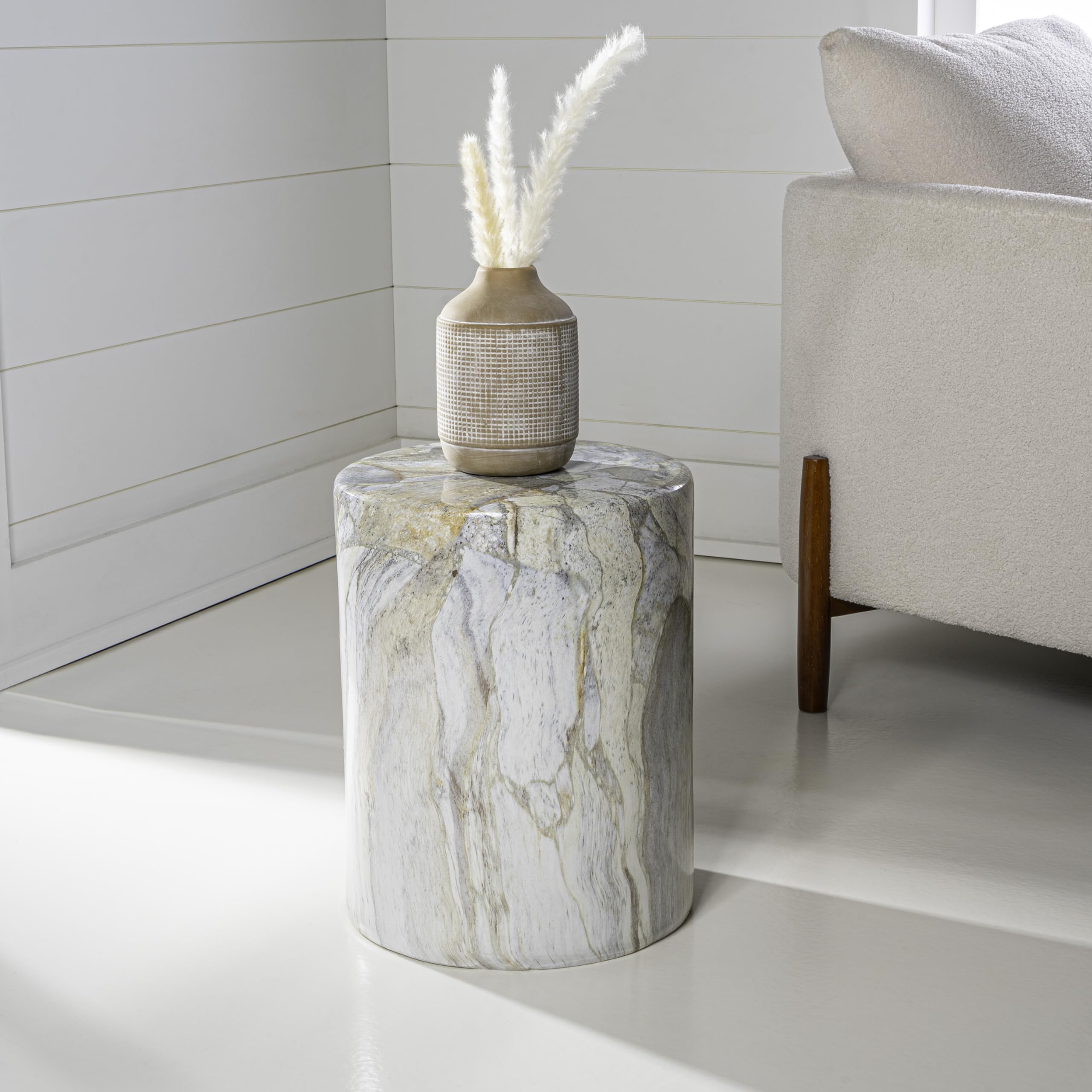 TBL1101B Troy 16" Modern Minimalist Faux Marble Column Indoor/Outdoor Indoor/Outdoor