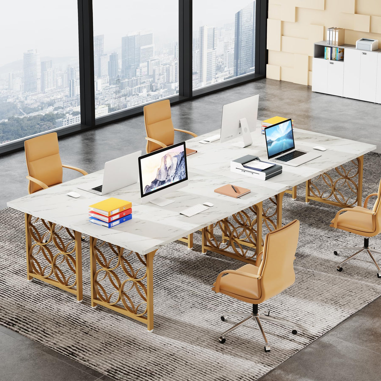 63-inch Executive Desk, Modern Office Desk with Strong Metal Frame