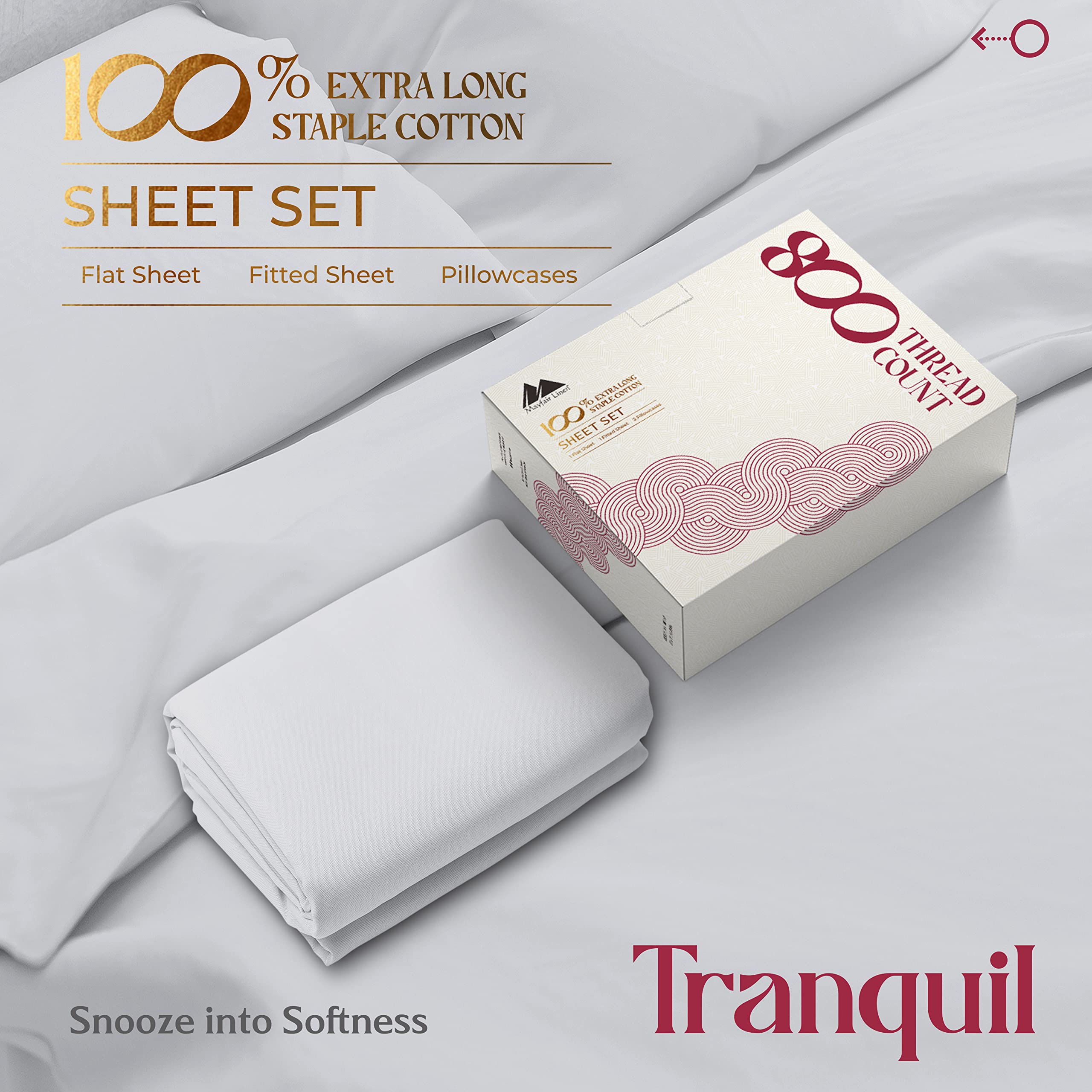 100% Egyptian Cotton Sheets Full Size - 800 Thread Count 4 PC Deep Pocket