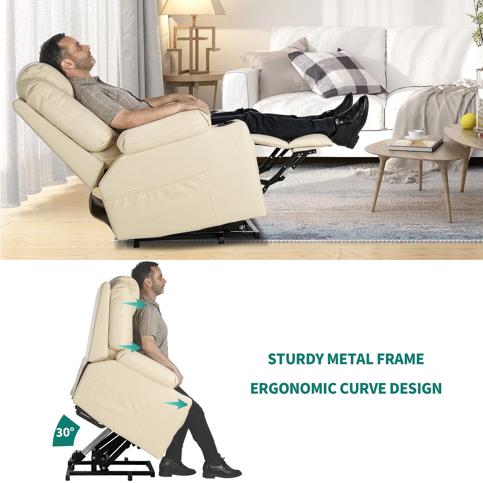 Power Lift Recliner Chair for Elderly, Electric Lift Chair with Heat and Massage