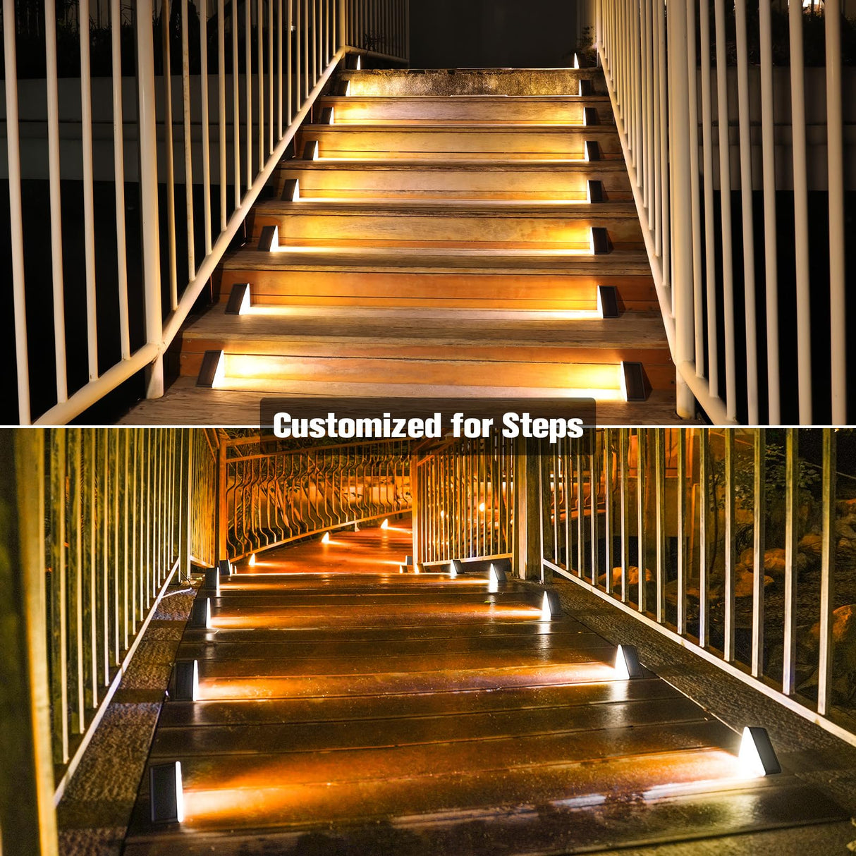 Solar Step Lights for Outside, Solar Stair Lights Outdoor Waterproof IP67, LED Outdoor Step