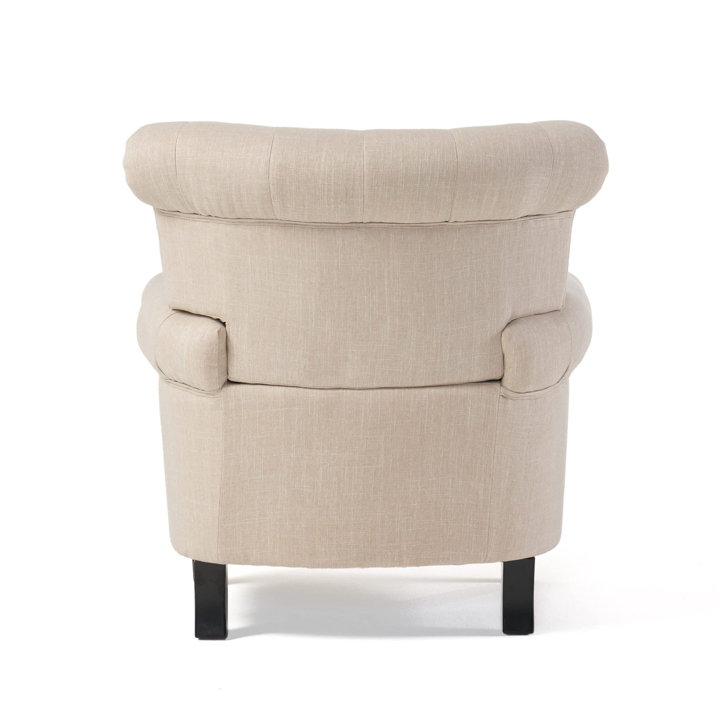 Greggory Tufted Fabric Club Chair, Light Beige