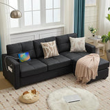 65" W Morden Linen Fabric Sofa Couch w/ 2 USB Charging Ports and Wide Arms