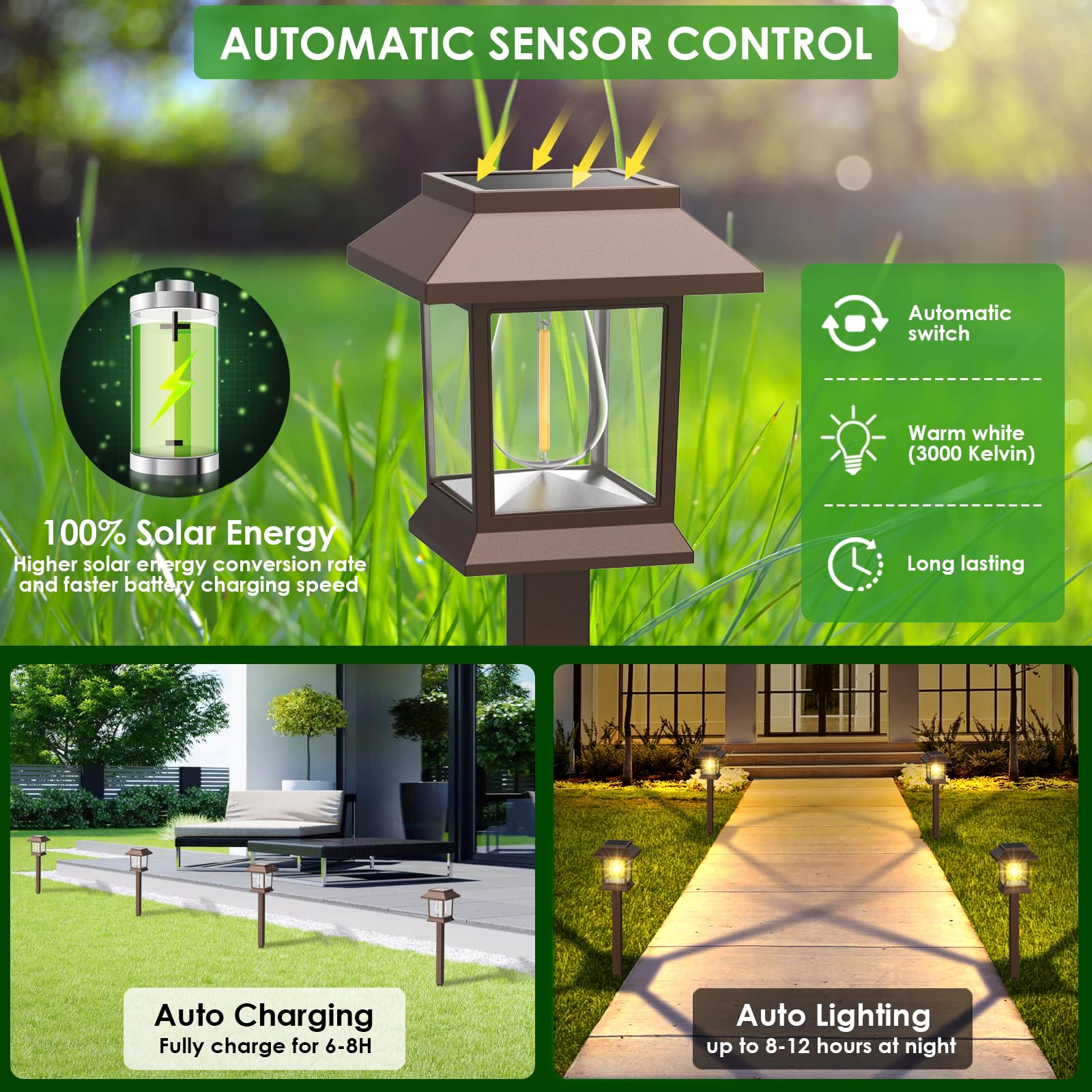 Solar Pathway Lights Outdoor, 12 Pack Upgraded LED Waterproof Solar