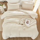 Beige Comforter Set California King Size, 3 Pieces Cal King Lightweight Solid Bedding