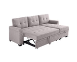 86" Reversible Sleeper Sofa with Chaise Storage Sectional, Light Gray