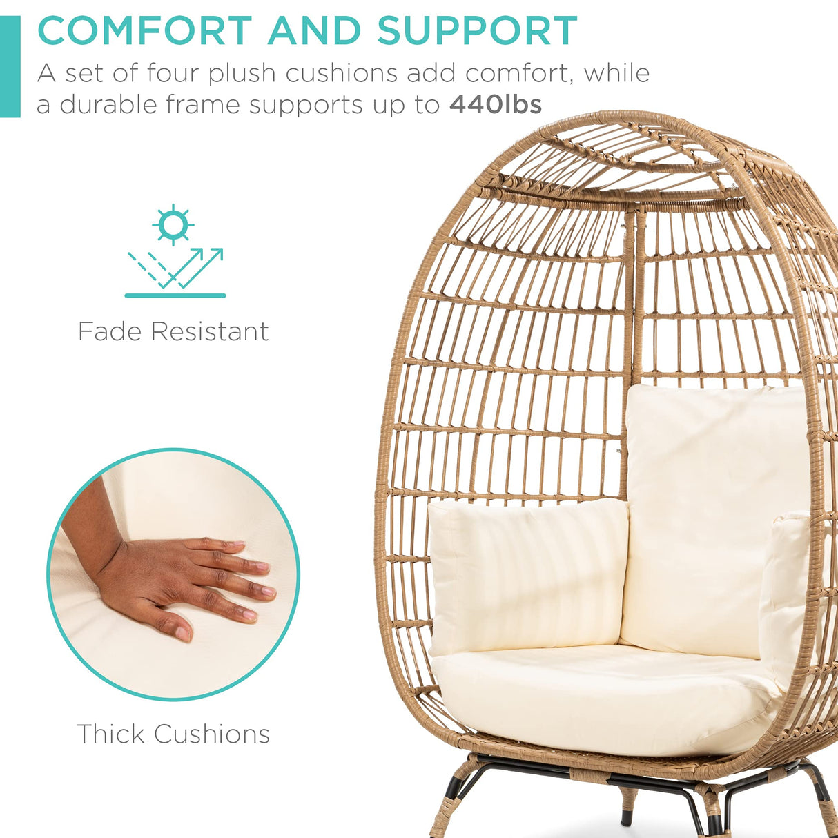 Wicker Egg Chair, Oversized Indoor Outdoor Lounger for Patio