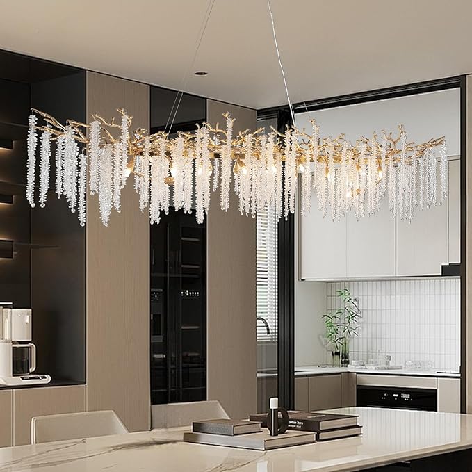 YUYI H118'' Crystal Chandeliers for Entryway,Golden 28Lights Foyer Pendant Lighting Entrwey High Ceiling Chandeliers,Luxury Tree Branches Chandelier Lighting Hanging Light for Living Room