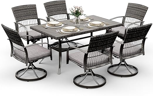 Outdoor Wicker Furniture Set for Backyard Garden Deck