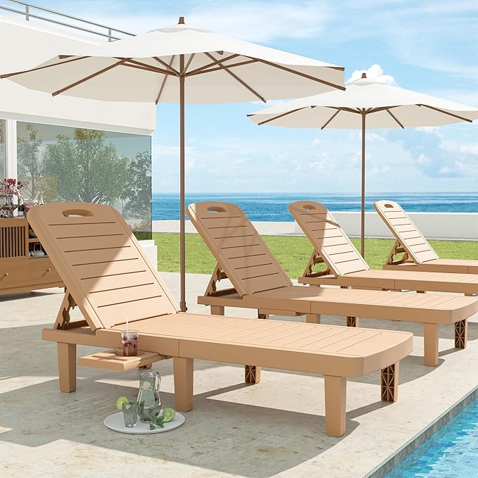 Oversized Outdoor Chaise Lounge Chair, 5-Level Adjustment Backrest