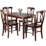 Inglewood 5-PC Set Table w/ 4 Key Hole Back Chairs Dining, Walnut