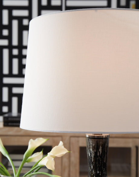 Signature Design by Ashley Tenslow Traditional 26.25 Inch Glass Table Lamp, Antique Black