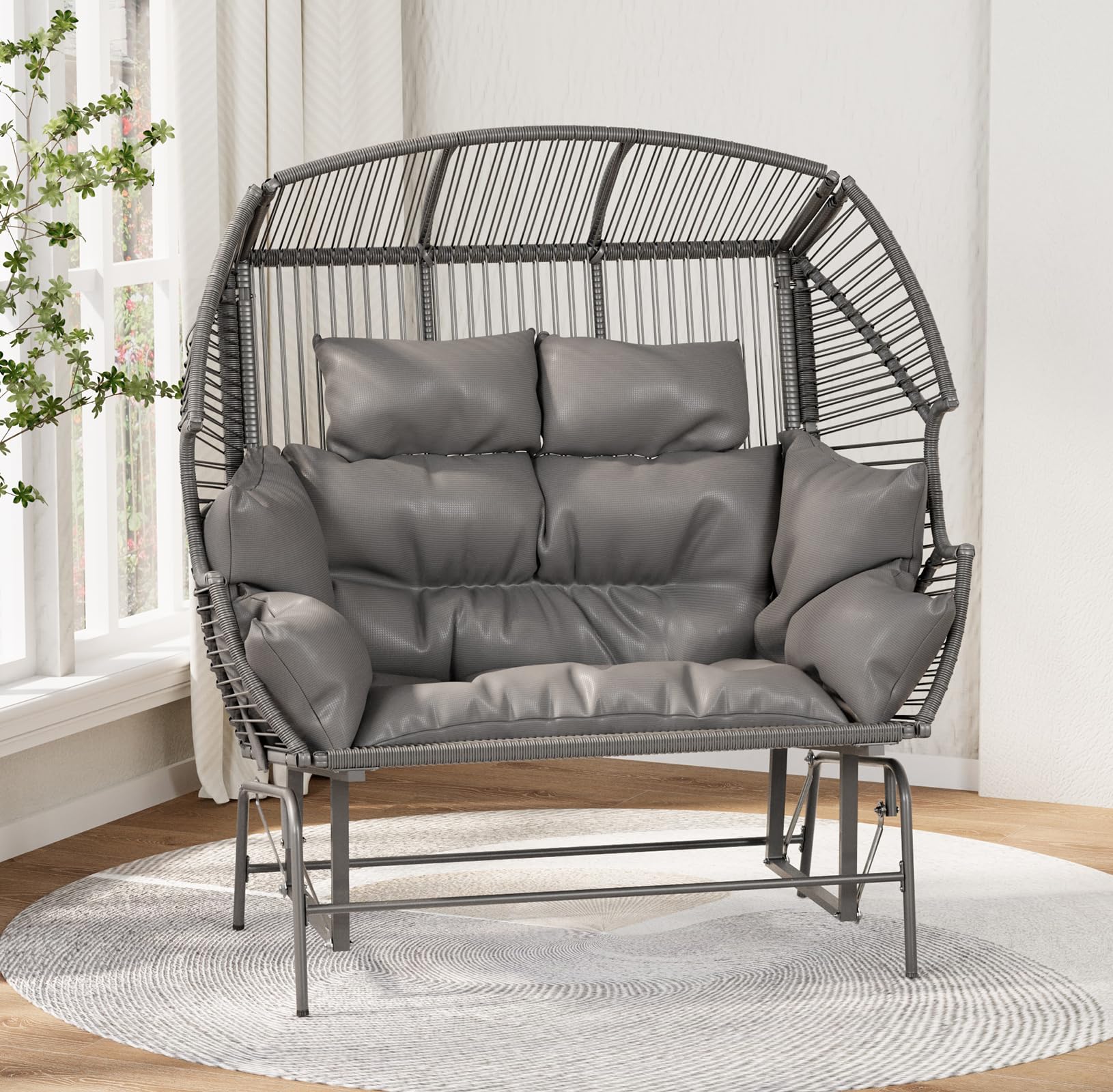 Patio Double Egg Chair, Indoor Outdoor Oversized Loveseat