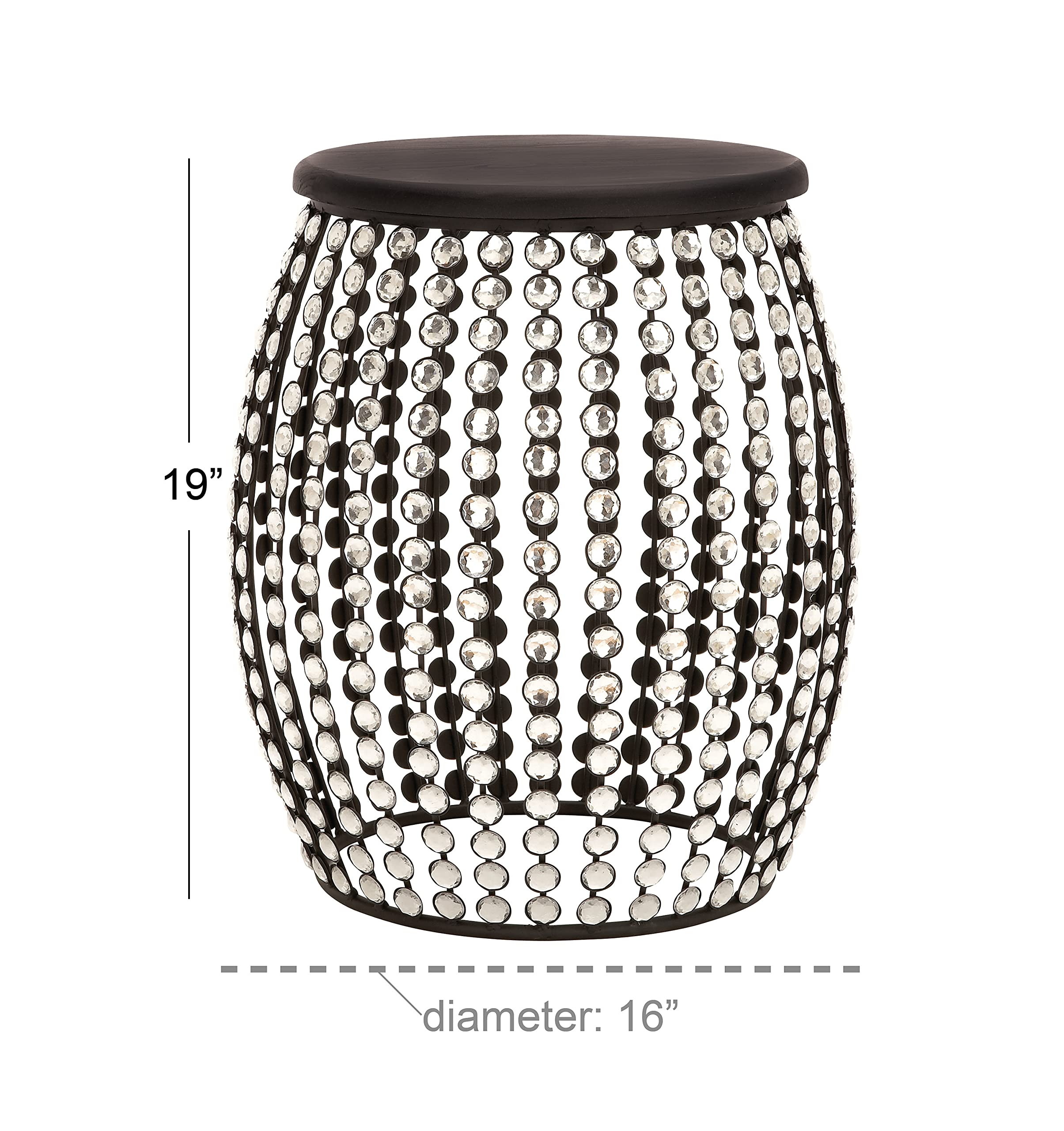 Metal Side End Accent Table End Table with Crystal Embellishments