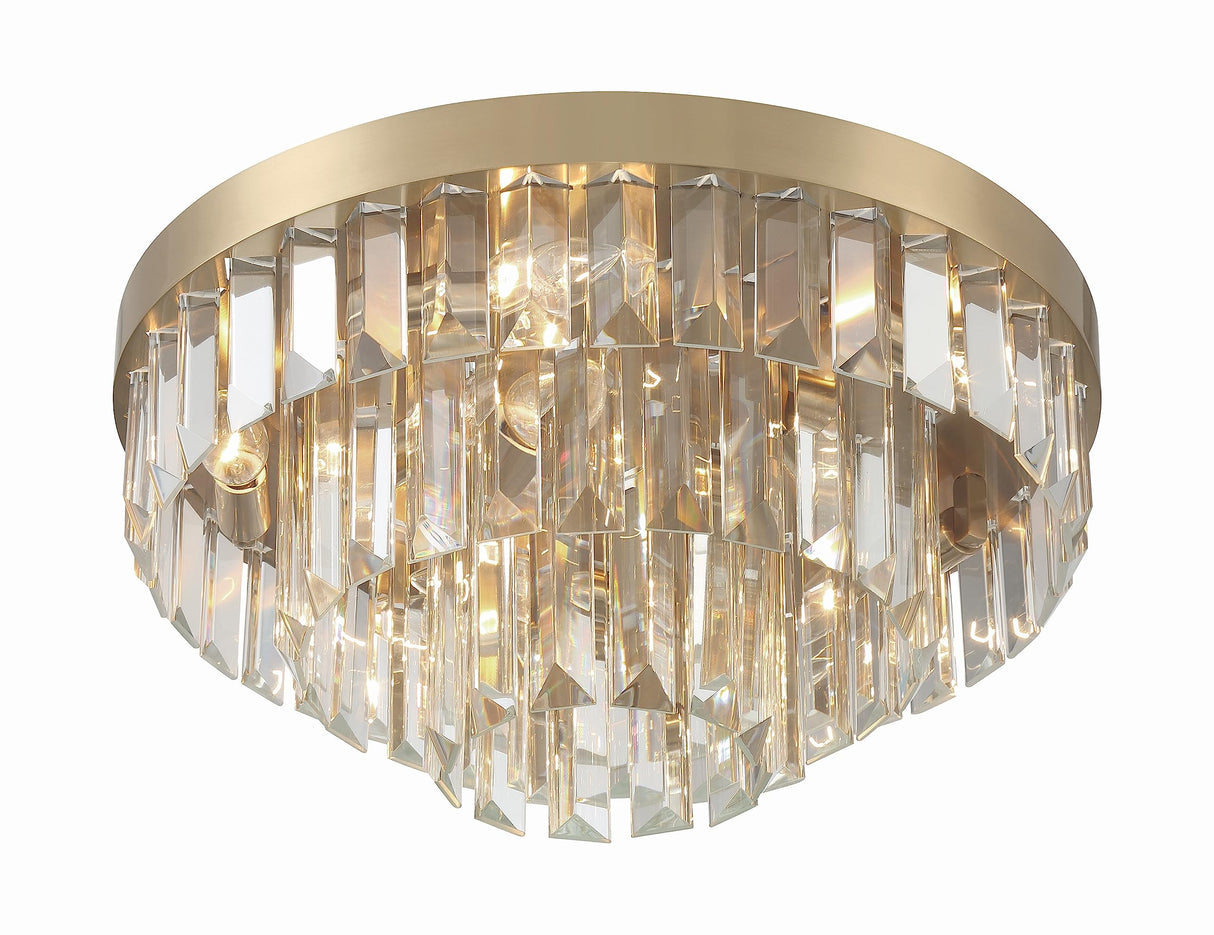 8 Light Aged Brass Flush Mount