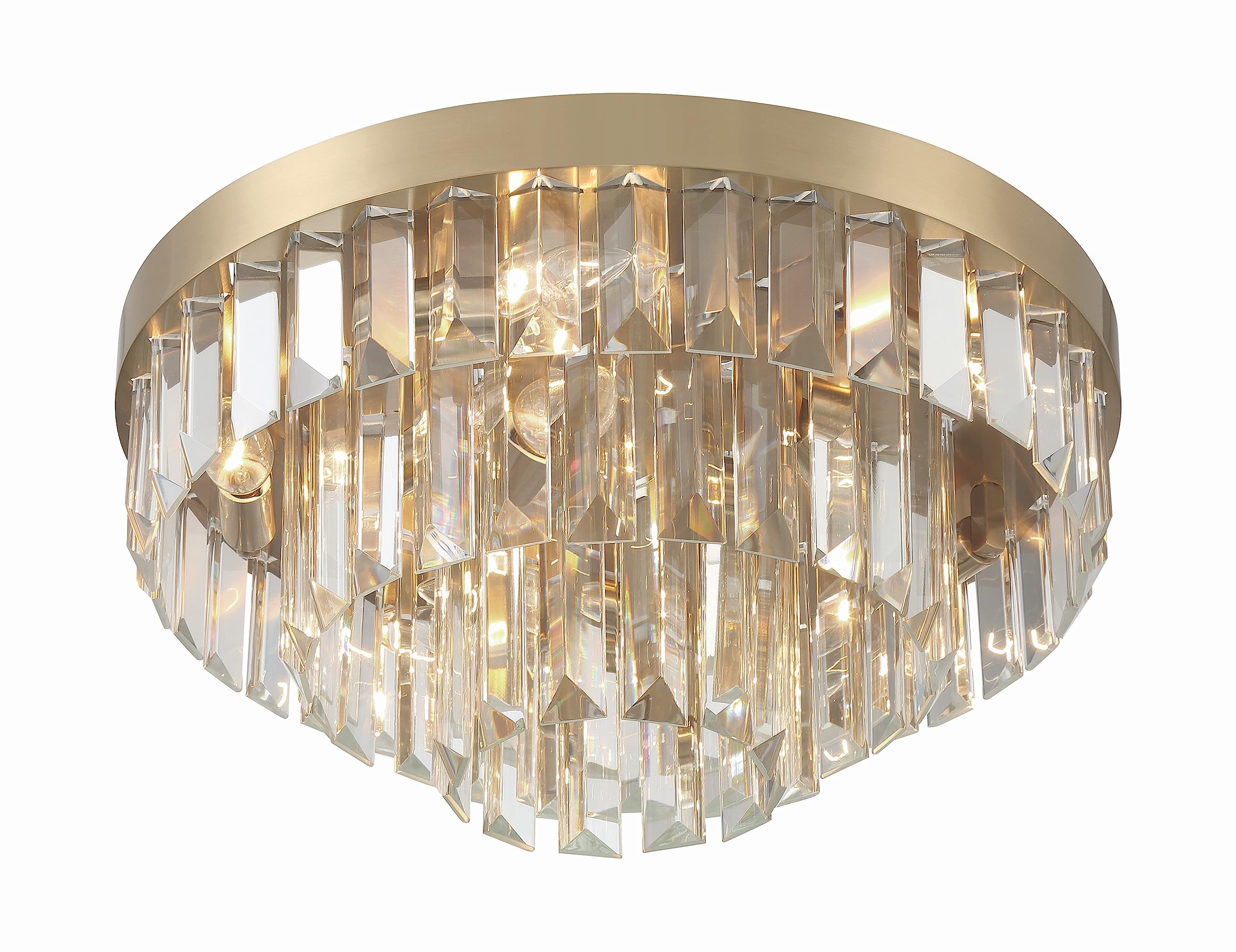 8 Light Aged Brass Flush Mount