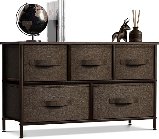 Dresser with 5 Drawers - Storage Chest Organizer Unit with Steel Frame
