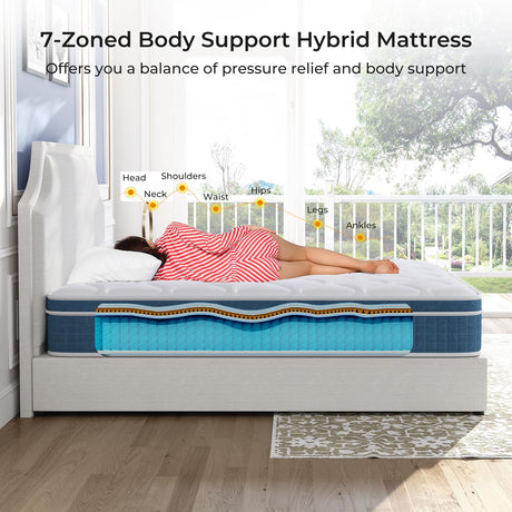 koorlian Twin XL Mattress, 12 Inch Hybrid Mattress Twin XL with Individual Pocket Springs and Pressure-Relieving Memory Foam, Breathable, Medium Firm Mattress in a Box 80"x39"x12"