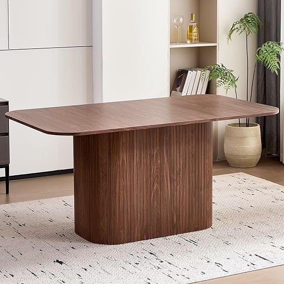 63" Farmhouse Dining Table for 4-6 People with Pedestal Base