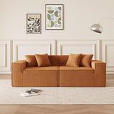 78.74" Modern Loveseat Sofa, Soft Corduroy Love Seat Couch, Comfy Leisure 2 Seater Sofa with 2 Waist Pillow for Living Room, Bedroom, Office, No Assembly Required