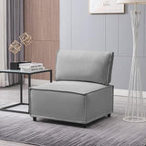 U-Shaped Modular Sectional Sofa with Chaise, Modular Sectional U Shaped Couch with Reversible Ottoman, Linen 6 Seat Convertible Sofa for Living Room