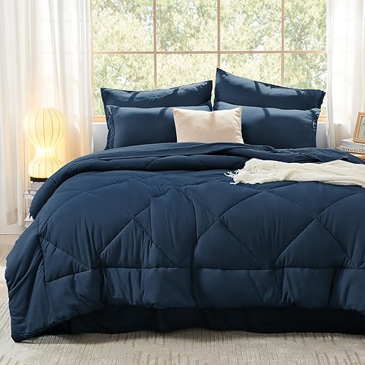 King Size Comforter Set with Sheets Olive Green - 7 Pieces Bed in a Bag King