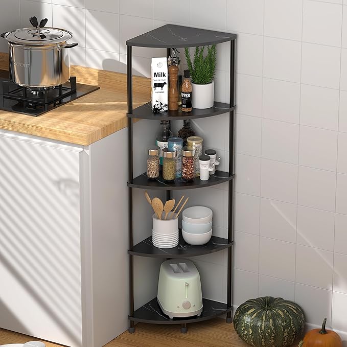 Corner Plant Stand Shelf, 5 Tier Tall Shelf Plant Stand for Indoor Plants, Rustic Brown