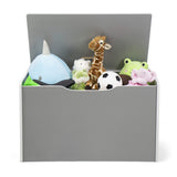 Toy Box with Hinged Lid, Grey/White