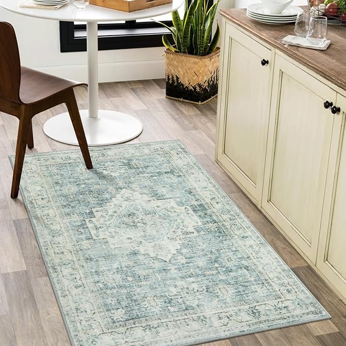 Machine Washable Area Rugs 8x10 - Large Farmhouse Rugs for Living Room Oriental Rug