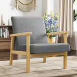 Mid-Century Modern Accent Chair with Solid Wood Frame and Thick Cushion for Living