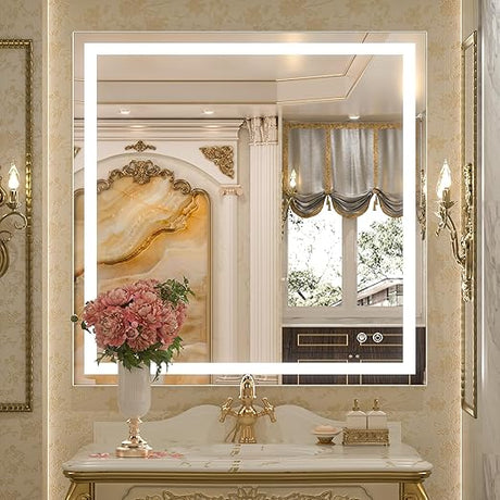 Mirror for Bathroom 48 x 30 Inch Lighted Mirrors for Wall with Antifog, 3 Colors