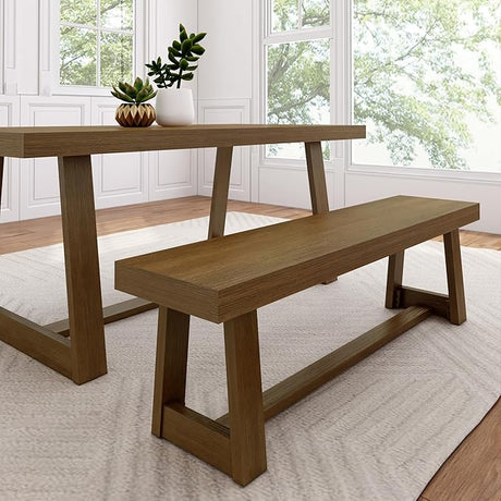 60 Inch Farmhouse Dining Bench, Solid Wood Entryway Bench