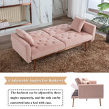 Futon Sofa Bed with 3 Adjustable Positions, Small Sleeper Sofa Loveseat with 2