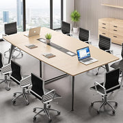 8FT Conference Table with Power Outlets, 94.5 Inches Boat Shaped Meeting Table